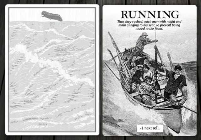 Two cards from Moby Dick, or, The Card Game 