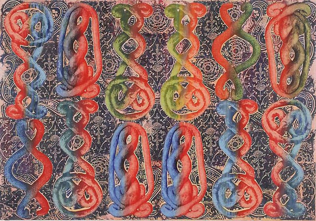 Philip Taaffe, "Sardica II" (2013), mixed media on canvas, 55 1/2 x 80 inches (140.97 X 203.2 cm)