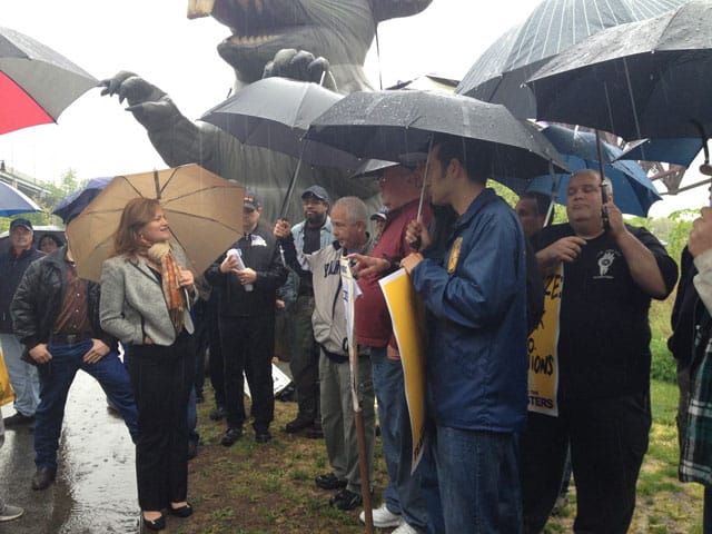 The Teamsters protesting this morning at the Frieze New York preview (image via teamsternation.blogspot.com)