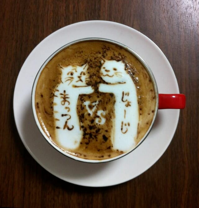 Kazuki Yamamoto also has a deft hand with the two-dimensional coffee art
