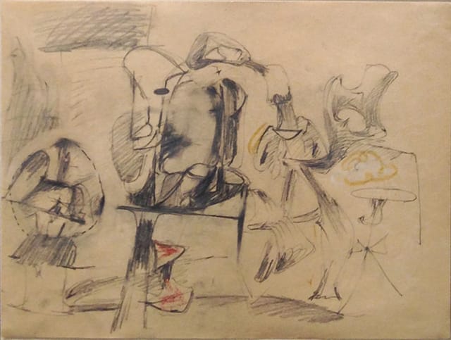 Arshile Gorky, “Untitled” (1945-47), graphite and crayon on paper, 9 ½ x 12 ½ in, one of two works by Gorky offered at Richard Gray Gallery