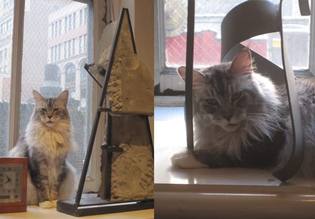 Beatrix with a work by James Wolfe (left) and another favorite spot in Caro's "Tabel Piece Z-60"