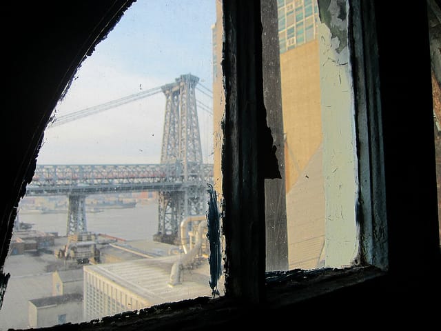 View to the Williamsburg Bridges from the Domino Sugar Factory