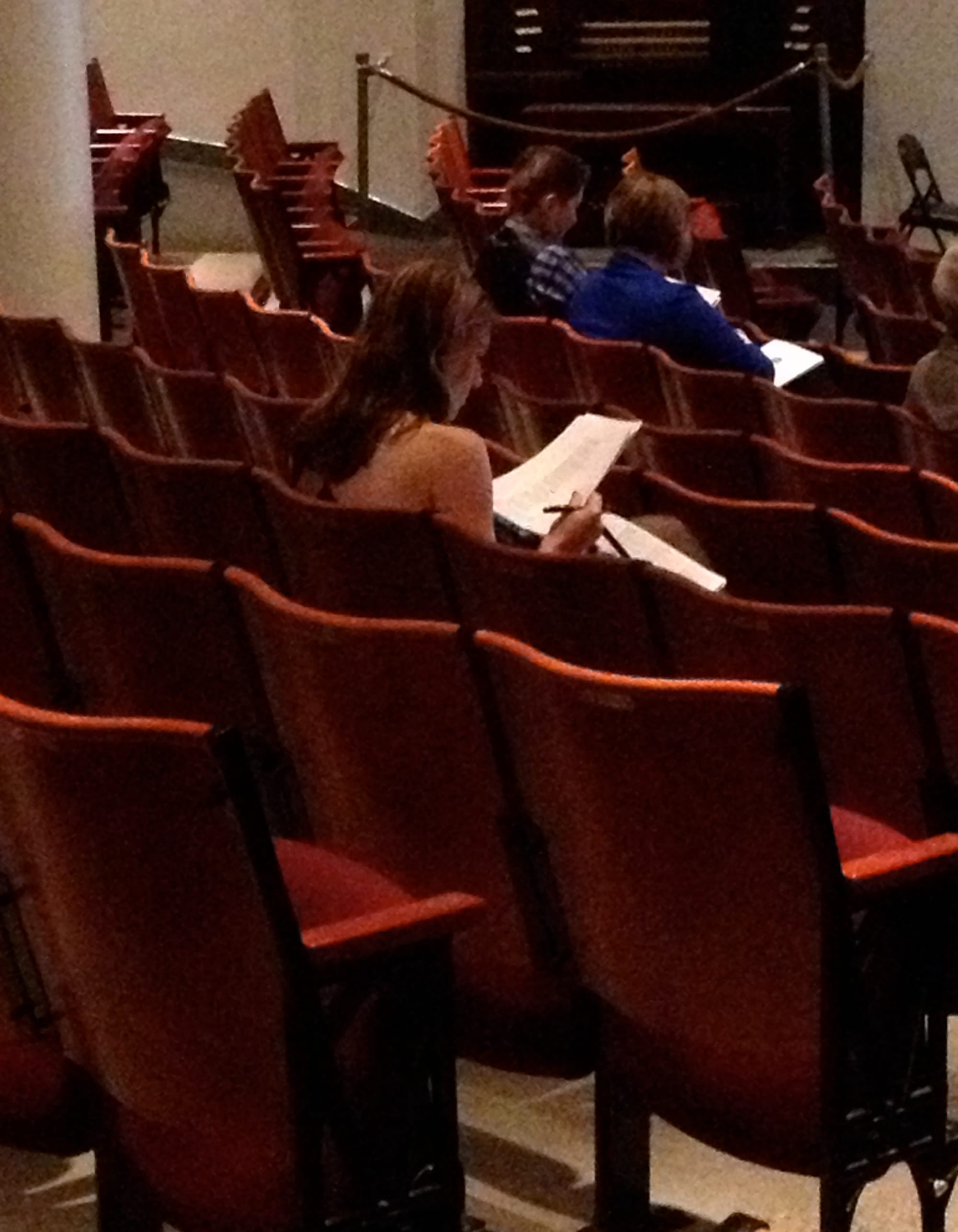 No rest for the weary. I spotted one ceremony-goer editing a manuscript in the time before the event started. (Photo by author.)