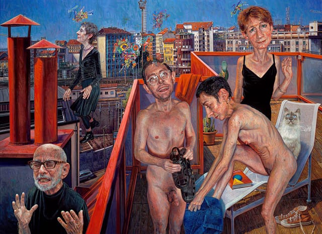 Mark Greenwold, "O Troubled Heart" (2007–2008), oil on linen mounted on panel, 24 x 33 inches (61 x 84 cm)