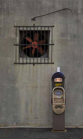 Andrew Ohanesian, "ATM 2011" (2011), mixed media, 18 x 24 x 80 in (via otherpeoplespixels.com)