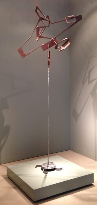 David Smith, “Construction on Star Points” (1954–56), stainless steel and steel painted with red Iron primer at Galerie Gmurzynska, Zurich