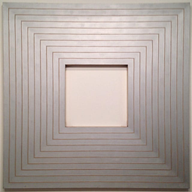 Frank Stella, “Hollis Frampton” (1963), oil on canvas, at Mnuchin Gallery, New York