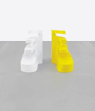 George Sugarman, "Yellow and White" (1967), acrylic on wood, 25 1/2 x 35 1/2 x 27 1/2 inches (click to enlarge)