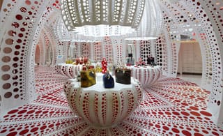 Yayoi Kusama–designed merchandise and store decor for Louis Vuitton (click to enlarge)