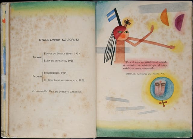 Jorge Luis Borges, "El Idioma de los argentinos (The Language of the Argentines, 1928), intervened by Xul Solar (collection of Museo Xul Solar) 