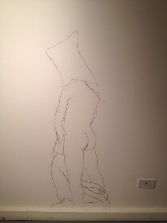 Brenna Conley-Fonda, "Untitled (Photographs by SPC. Charles A. Graner, SPC. Lynndie England and SPC. Sabrina Harman #4)" (all images by the author for Hyperallergic unless otherwise noted)