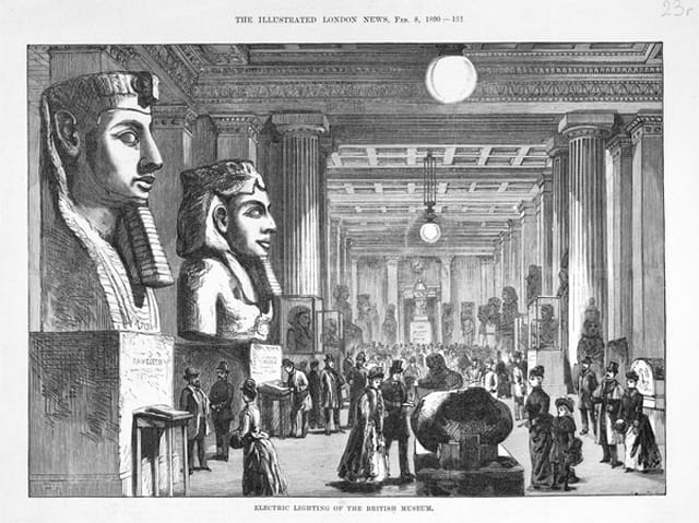 The Egyptian sculpture gallery at the British Museum (1890), from Illustrated London News (via British Museum)