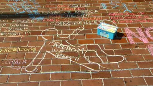 An image from the Chalk-U-py protest in San Diego last weekend. (via  nbcsandiego.com