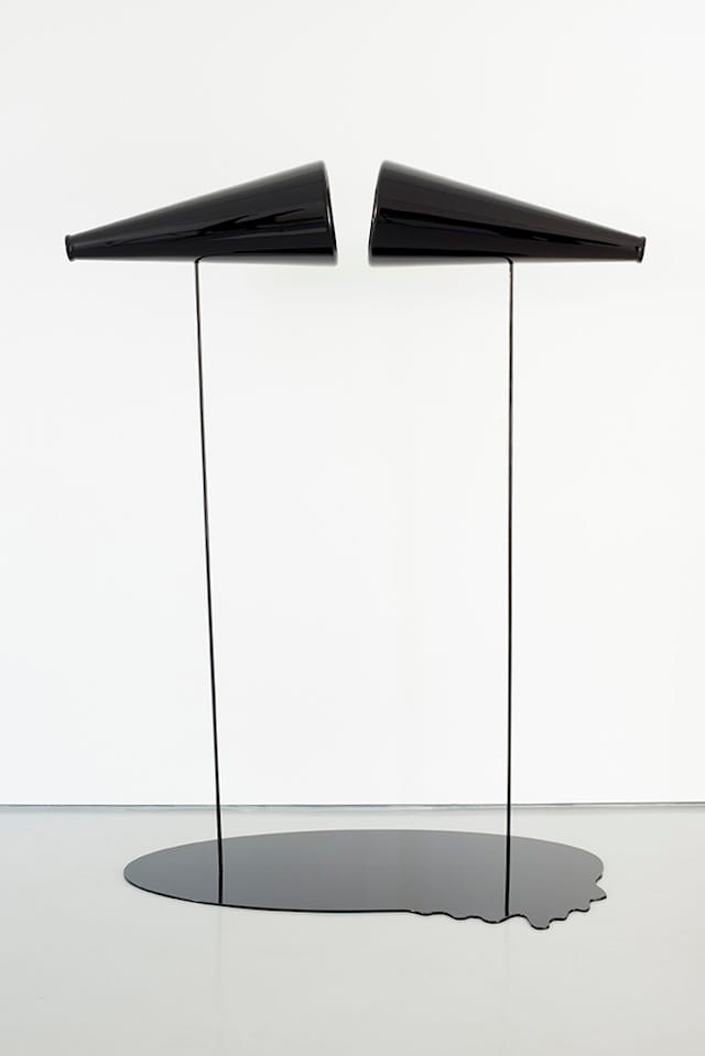 Cheryl Pope, "#Yell_#Yell" (2013), stainless steel, aluminum, plastic, acrylic, auto body paint