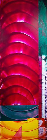 David Reed, "No. 230 (for Beccafumi)" (1985-1986), oil and alkyd on canvas, 108 x 36 in