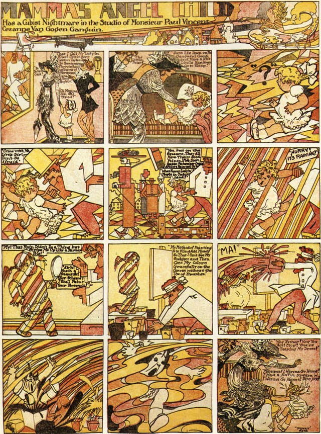 M. T. “Penny” Ross (1881–1937), “Mamma’s Angel Child has a Cubist Nightmare in the Studio of Monsieur Paul Vincent Cezanne Van Gogen Ganguin,” 1916 (click to enlarge)