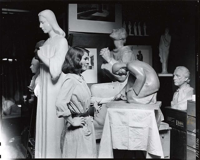 Sculptor Betti Richard in her studio (photograph by Peter A. Juley & Son, via Smithsonian Institution)