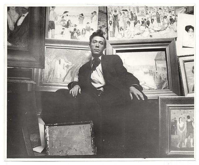 Abraham Walkowitz in his studio (ca. 1908) (photograph by Carl Shulman, via Smithsonian Institution)