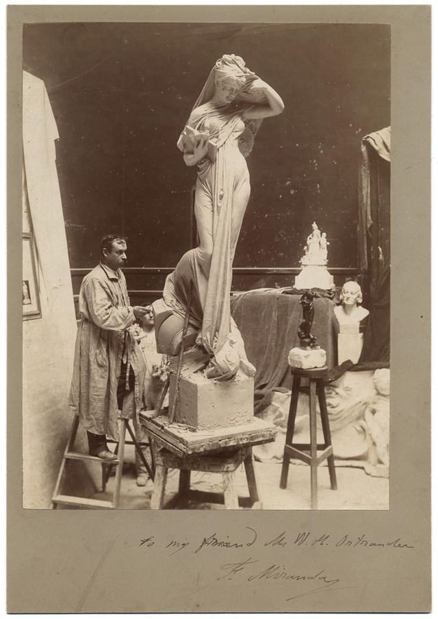Sculptor Fernando Miranda in his studio (ca. 1870) (via Smithsonian Institution)