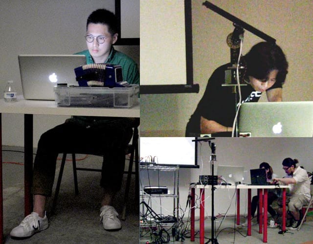 Clockwise from left: Sampson Young performs Pulse Radio II – Homage to Nicolas Collins (Debussy’s Arabesque No. 1)”; ”TranSonic201” by Wang Fujui; PADA collective Chiang Chien-Hsin+Liao Chien-Chiao