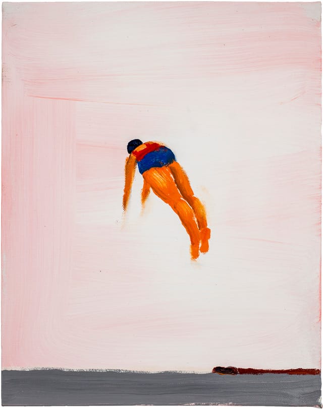 Katherine Bradford, "Diver Blue/Red" (2012) (all images courtesy the artist, Aucocisco Galleries, Maine, and Edward Thorp Gallery, NY)