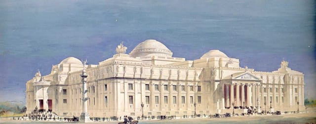 Original plan for the Brooklyn Museum by McKim, Mead & White in 1893, painted by Francis L.V. Hoppin (via http://jssgallery.org/)