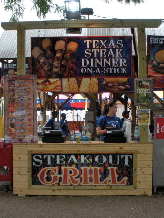 Texas steak dinner on a stick
