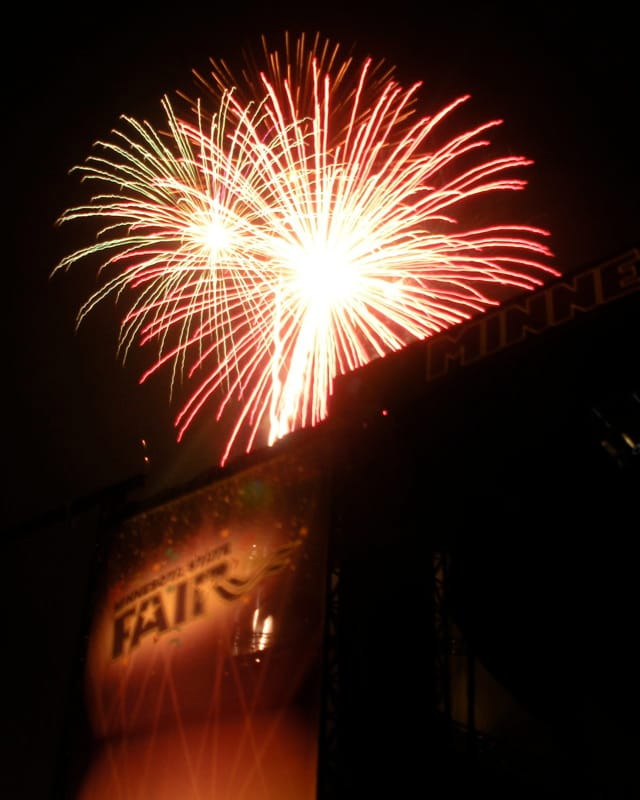 Late-night fireworks over the Grandstand