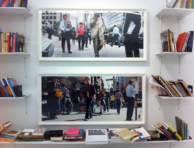 "Summer Reading" installation view with Peter Funch's “Diverting Diversions” (2007), digital C-print mounted on Sinta, framed; 53.5 x 23 in, and “Informing” (2002), digital C-print on aluminum, framed, 21 x 51 in
