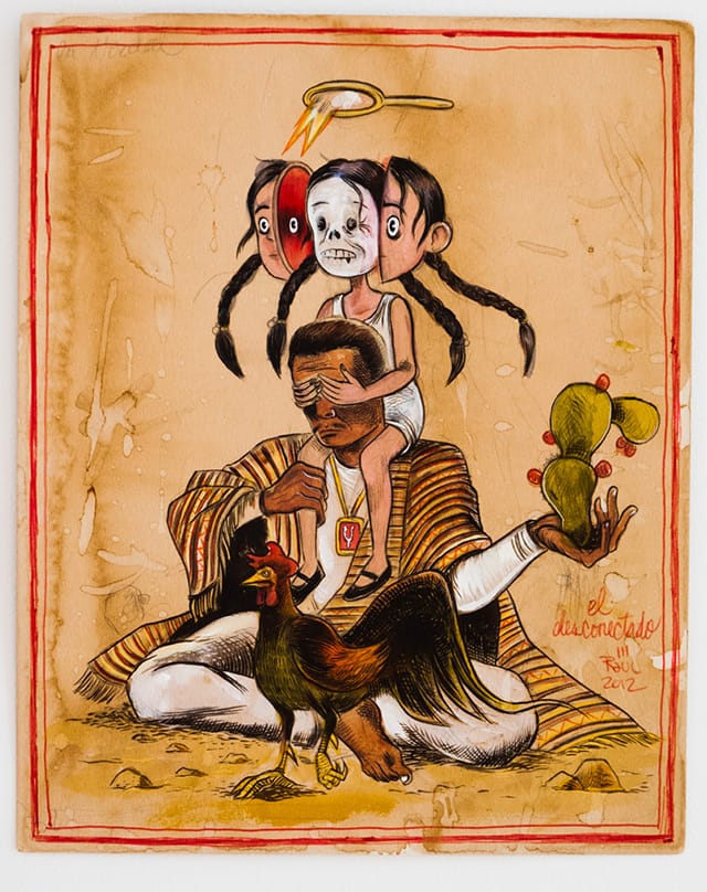 Raúl Gonzalez, "El Desconectado" (2012), mixed media on paper