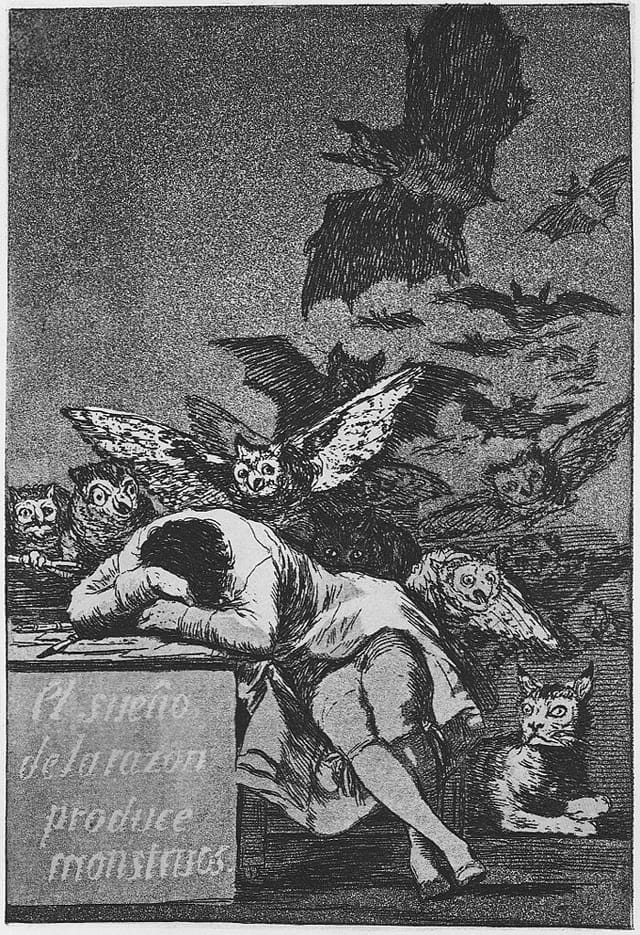 Francisco Goya's "The sleep of reason brings forth monsters" (1799) (via Wikimedia)