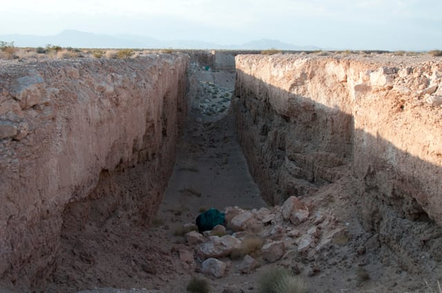 Wrapped rock in the south transept, with matching wrapping in distant north transept.