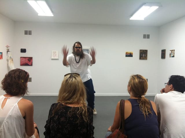 Michael Mahalchick performing "Picasso Baby" at Louis B. James (all photos by the author for Hyperallergic)