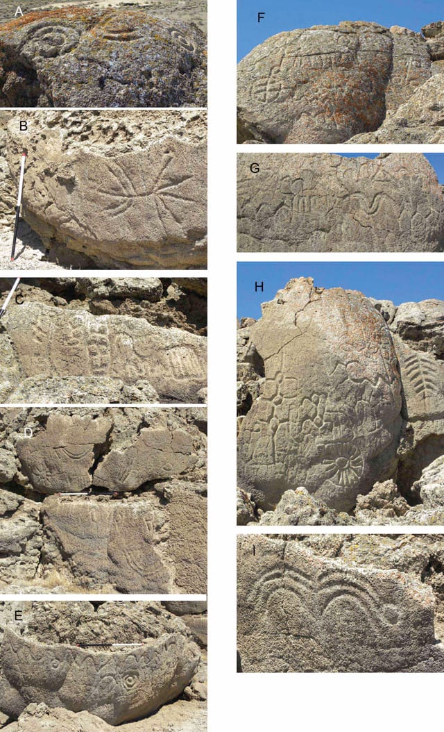 Close-ups of the Winnemucca Lake petroglyphs