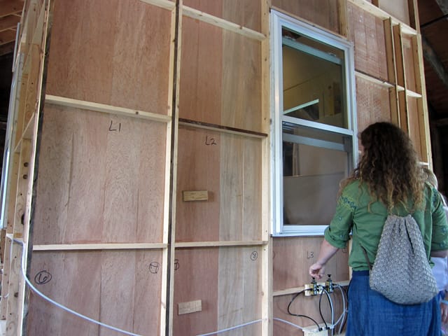 Louie Hinnen, "Cornbread and Buttermilk" (2013), wood, pneumatic equipment, appliances, linoleum, paint