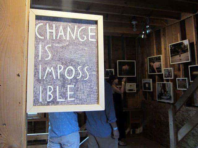 Shannon Finnegan, "Both: Change is impossible / Change is inevitable" (2012), pen in custom frame