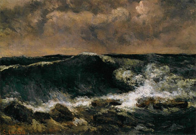 Gustave Courbet, "The Wave" (1869-1870). Oil on canvas, 63 x 92 cm. Städelsches Kunstinstitut, Frankfurt. (Image via Web Gallery of Art)