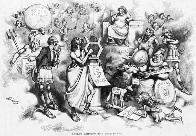 "Apollo Amusing the Gods" (1857), from Harper's Weekly (image via TK)