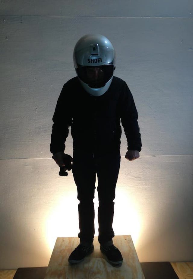 Oli Rodriguez, selfie in a helmet