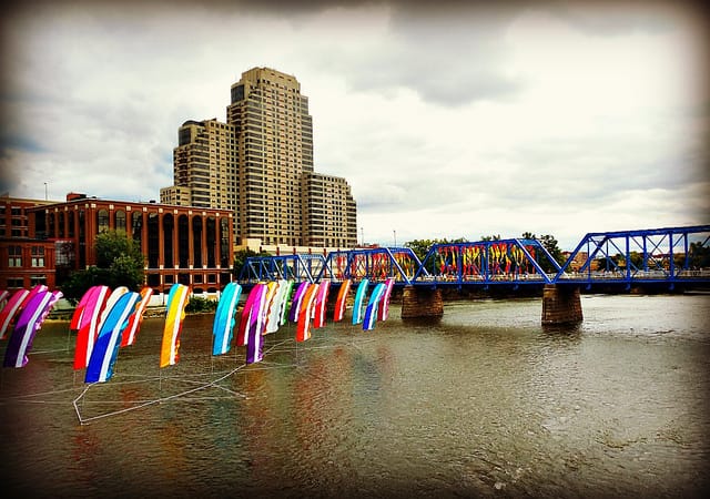 A view of downtown Grand Rapids, Michigan, during the current ArtPrize. (photo via flickr.com/auduhomes)