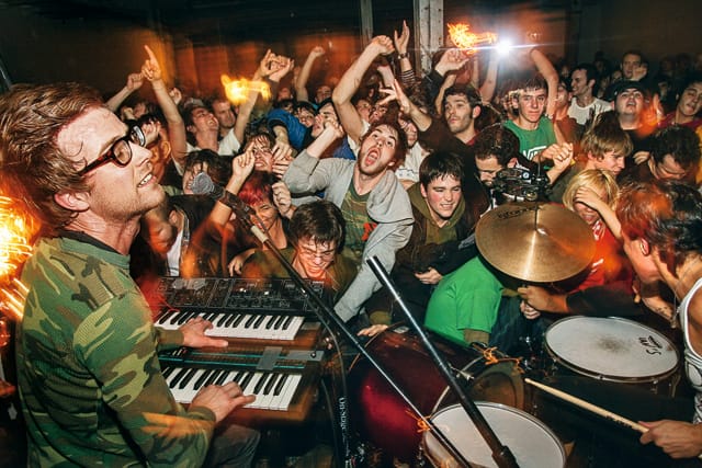 Matt & Kim performing at a loft show, East Williamsburg, Brooklyn, 2006