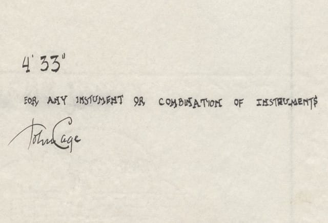 John Cage, "4'33" (In Proportional Notation)" (1952/1953), ink on paper, each page: 11 x 8 1⁄2" (27.9 x 21.6 cm). The Museum of Modern Art, New York. Acquired through the generosity of Henry Kravis in honor of Marie-Josée Kravis, 2012. © 2013 John Cage Trust (all images courtesy MoMA)