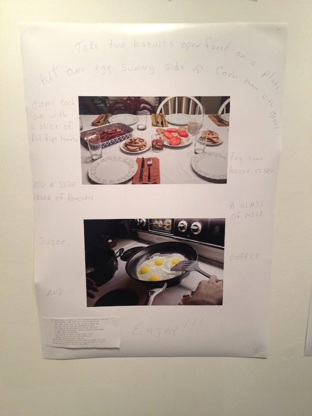 Mika Agari, Jessica Clay, Amy Clutter, Robert Grand, Kristi Hargrove, Robin Paris, Sharon Stewart, Tom Williams, Weng Tze Yang, and Barbara Yontz, "Surrogate Project for Harold Wayne Nichols: Breakfast for Dinner," photograph.