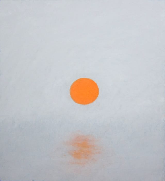 Pat de Groot, "lazy evening moonrise" (2005), oil on panel, 12" x 11"