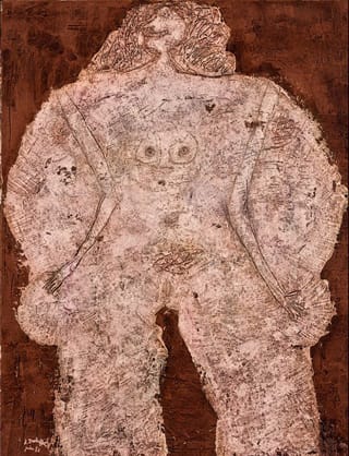 Jean Dubuffet, "Corpse de dame - Chateau d'Etoupe (Body of a lady - Castle of Oakum" (1950) (via phillipscollection.org) (click to enlarge)