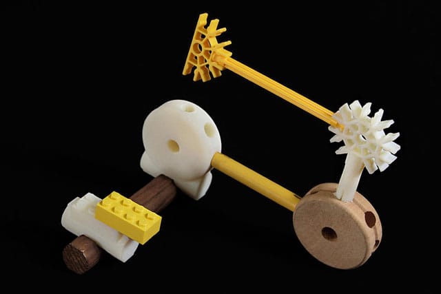 F.A.T. Lab's construction kit hack brings together four different systems in this images, including Lego. (image via fffff.at)