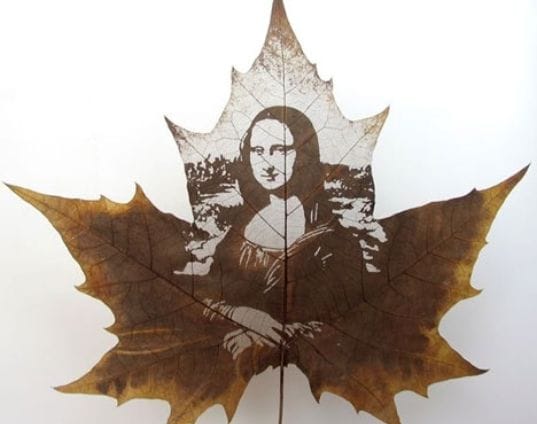 A leaf art work (image via mundogump.com.br)