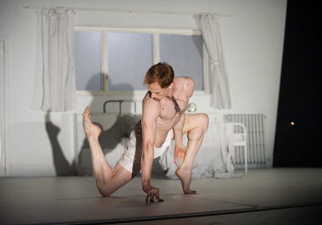 Edward Watson as Gregor Samsa in "The Metamorphosis" (photograph by Tristram Kenton, courtesy Joyce Theater)