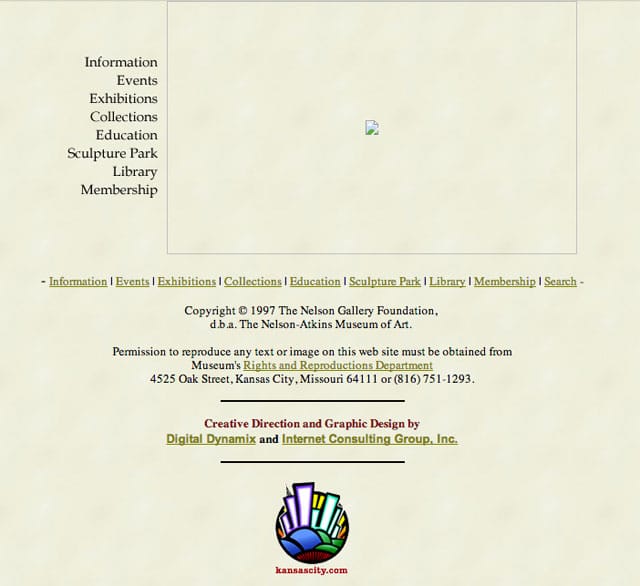 The Nelson-Atkins Museum, 1997 (screenshot via archive.org)